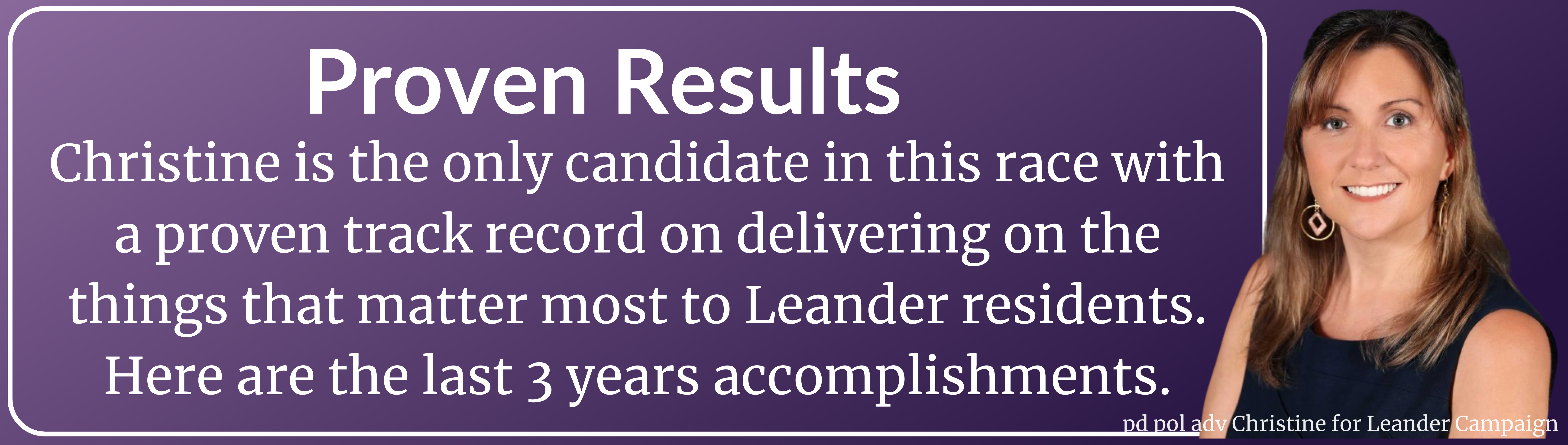 Proven results from Leander Mayor Christine DeLisle